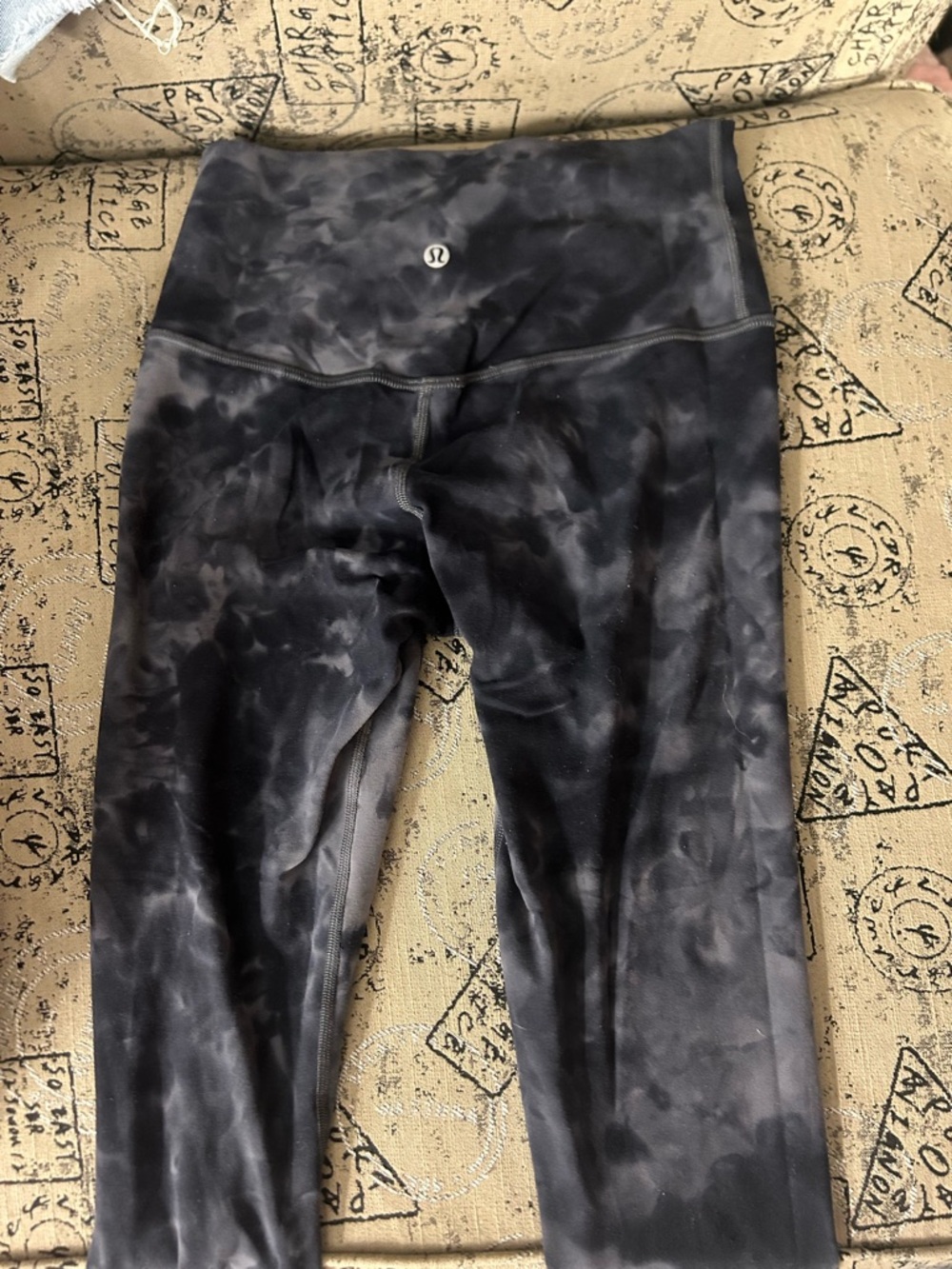 lululemon athletica Girls' Charcoal Black Tie-Dye High-Rise Leggings